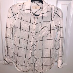 Women’s Button Up White and Black Soft Material